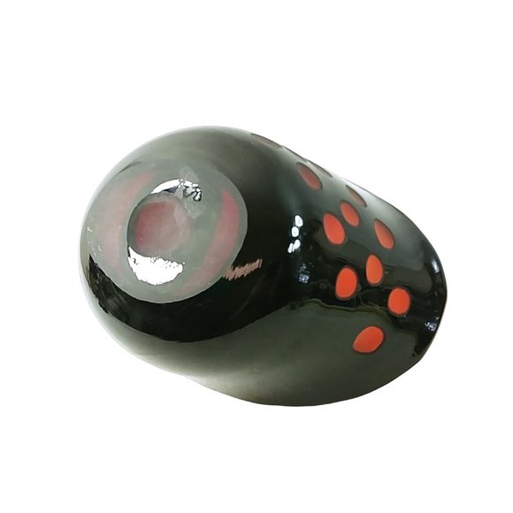 Art Glass Oval Bowl Hand Blown Pontil Mark Ruby Red Transparent Etched Circles - Picture 5 of 10